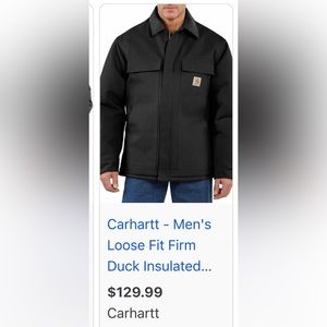 Carhartt loose fit  duck insulated traditional coat, black.